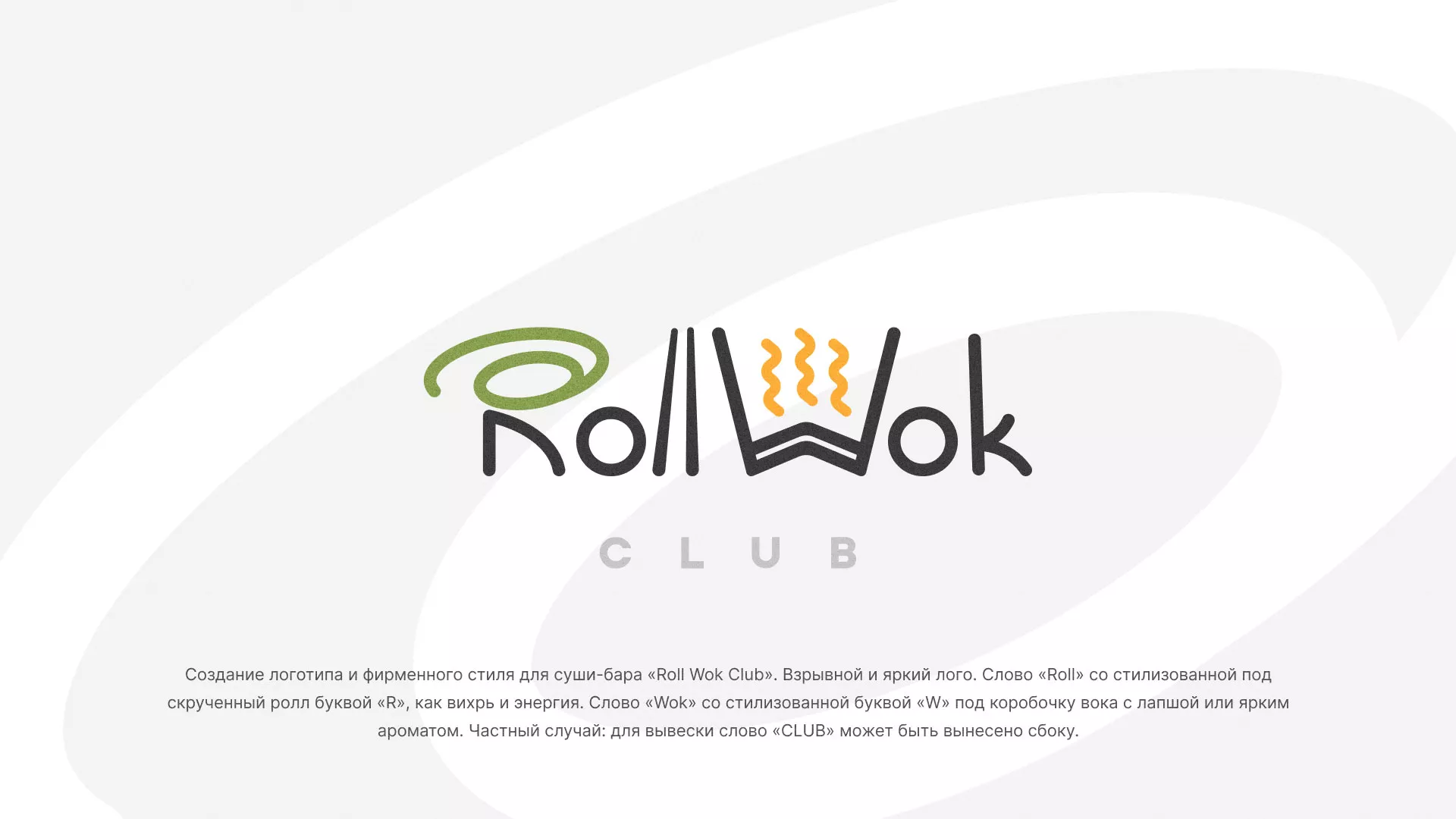 Разработка логотипа и фирменного стиля суши-бара «Roll Wok Club» в Великих Луках