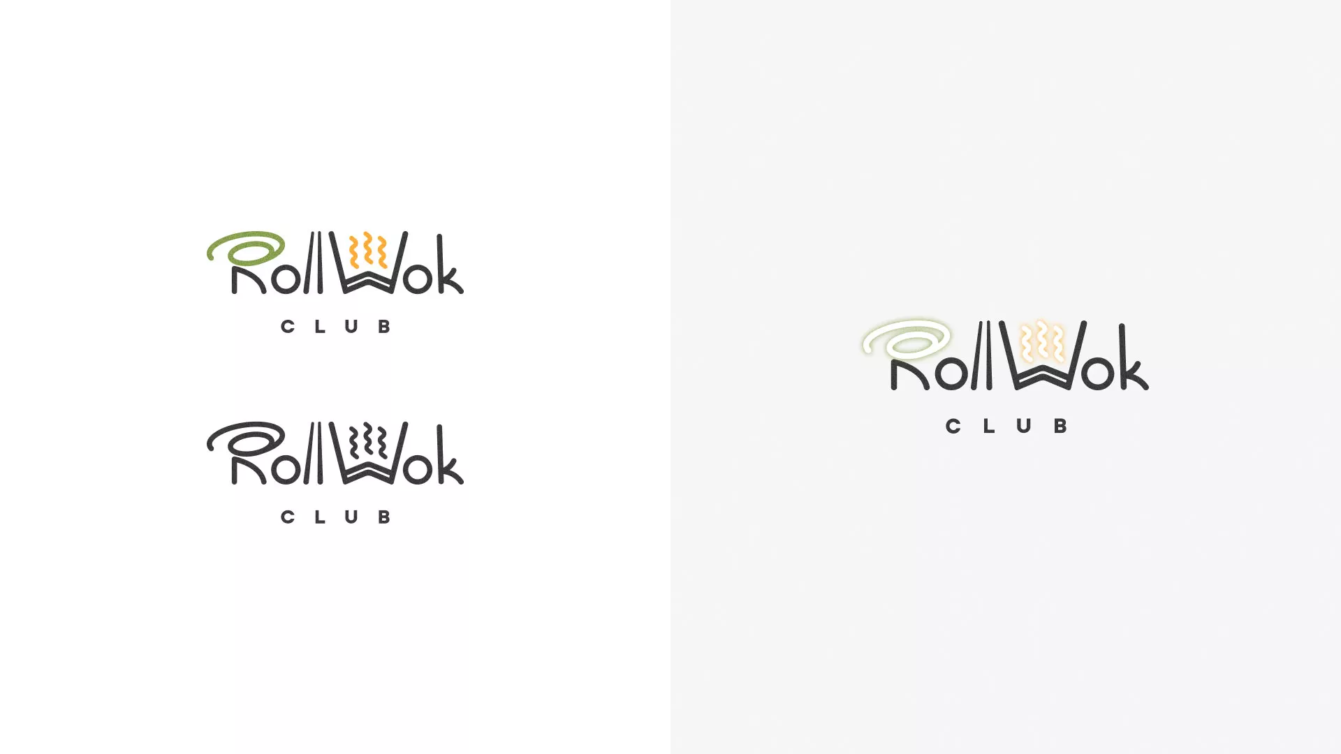 Разработка логотипа и фирменного стиля суши-бара «Roll Wok Club» в Великих Луках