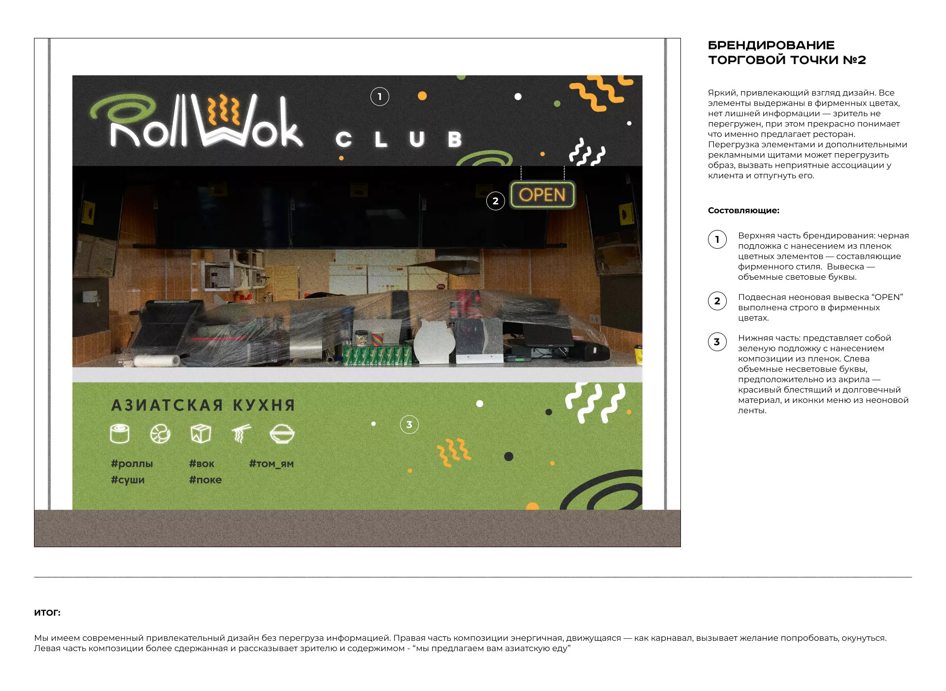 Брендирование торговых точек суши-бара «Roll Wok Club» в Великих Луках
